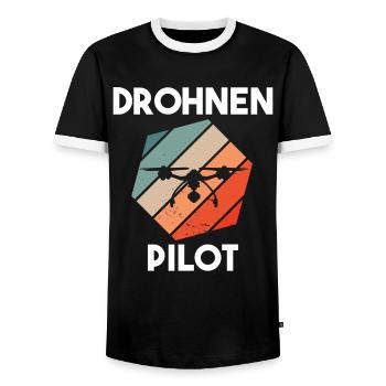 Drohnenpilot Spruch - Männer Kontrast-T-Shirt - Schwarz/Weiß - Vorne - AI Model Female 172 light (172cm) & AI Model Male 178 light (178cm)