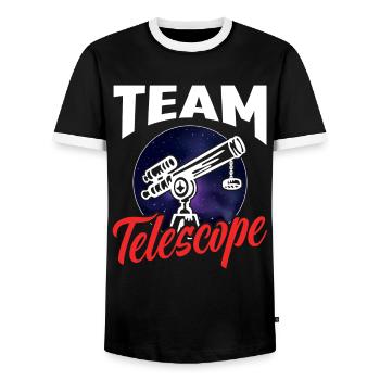 Équipe Télescope Univers Étoiles Spatiales - T-shirt contrasté Homme - noir/blanc - Devant - AI Model Female 172 light (172cm) & AI Model Male 178 light (178cm)