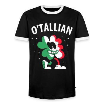 O’tallian Irlandais Irlandais Saint-Patrick - T-shirt contrasté Homme - noir/blanc - Devant - AI Model Female 172 light (172cm) & AI Model Male 178 light (178cm)