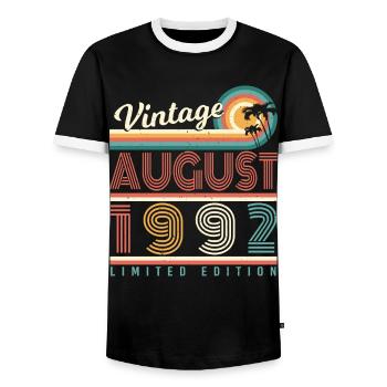 A l’âge de 30 août 1992 - T-shirt contrasté Homme - noir/blanc - Devant - AI Model Female 172 light (172cm) & AI Model Male 178 light (178cm)
