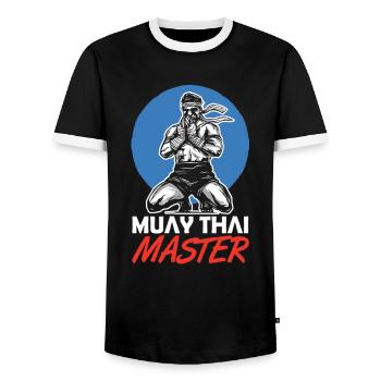 Muay Thai Master Martial Arts Fighter Fight - Men's Ringer Shirt - black/white - Front - AI Model Female 172 light (172cm) & AI Model Male 178 light (178cm)
