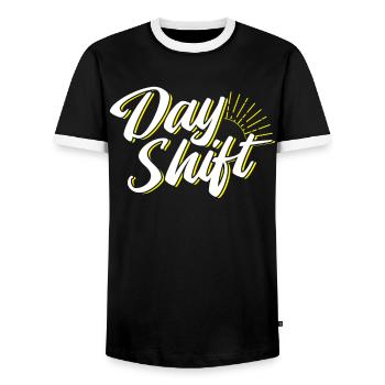 Tagschicht Schichtdienst Sprüche Schichtarbeit - Männer Kontrast-T-Shirt - Schwarz/Weiß - Vorne - AI Model Female 172 light (172cm) & AI Model Male 178 light (178cm)