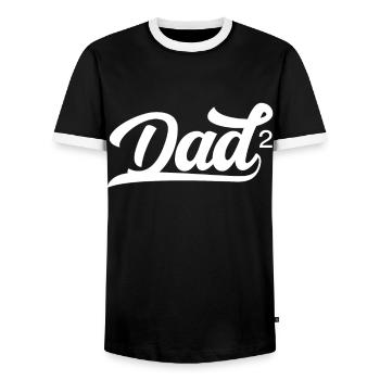 Father Of Two Children Papa Father Day Daddy - Men's Ringer Shirt - black/white - Front - AI Model Female 172 light (172cm) & AI Model Male 178 light (178cm)