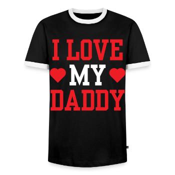 I Love My Daddy Father Papa Dad Father Day - Men's Ringer Shirt - black/white - Front - AI Model Female 172 light (172cm) & AI Model Male 178 light (178cm)