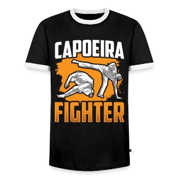Capoeira Fighter Brazilian Martial Arts Hobby - Men's Ringer Shirt - black/white - Front - AI Model Female 172 light (172cm) & AI Model Male 178 light (178cm)