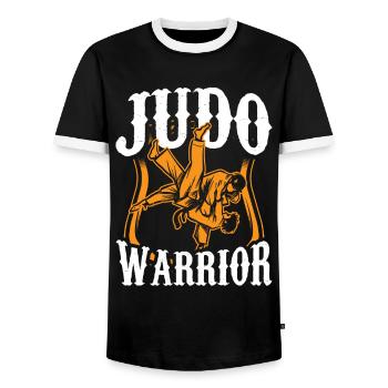 Judo Guerrier Arts Martiaux Judoka Arts Martiaux Hobby - T-shirt contrasté Homme - noir/blanc - Devant - AI Model Female 172 light (172cm) & AI Model Male 178 light (178cm)