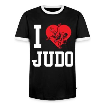 Ich Liebe Judo Kampfkunst Judoka Kampfsport Hobby - Männer Kontrast-T-Shirt - Schwarz/Weiß - Vorne - AI Model Female 172 light (172cm) & AI Model Male 178 light (178cm)
