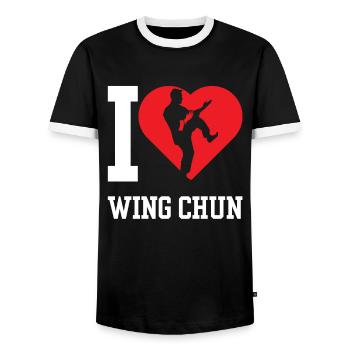I love Wing Chun Trainer Martial Arts Martial Arts - Men's Ringer Shirt - black/white - Front - AI Model Female 172 light (172cm) & AI Model Male 178 light (178cm)