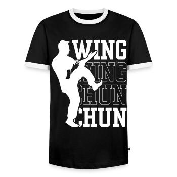Wing Chun Trainer Martial Arts Martial Arts Training - Men's Ringer Shirt - black/white - Front - AI Model Female 172 light (172cm) & AI Model Male 178 light (178cm)
