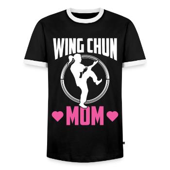 Wing Chun Mother Martial Arts Martial Arts Trainer - Men's Ringer Shirt - black/white - Front - AI Model Female 172 light (172cm) & AI Model Male 178 light (178cm)