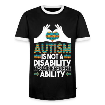 Autisme autistique Autiste - T-shirt contrasté Homme - noir/blanc - Devant - AI Model Female 172 light (172cm) & AI Model Male 178 light (178cm)