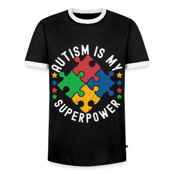 Autisme autistique Autiste - T-shirt contrasté Homme - noir/blanc - Devant - AI Model Female 172 light (172cm) & AI Model Male 178 light (178cm)