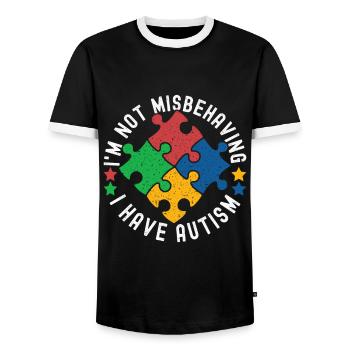 Autisme autistique Autiste - T-shirt contrasté Homme - noir/blanc - Devant - AI Model Female 172 light (172cm) & AI Model Male 178 light (178cm)