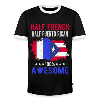 Moitié Français moitié portoricain - T-shirt contrasté Homme - noir/blanc - Devant - AI Model Female 172 light (172cm) & AI Model Male 178 light (178cm)