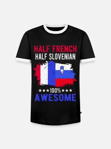 Halb Franzose Halb Slowenier - Männer Kontrast-T-Shirt - Schwarz/Weiß