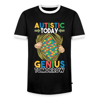 Autisme autistique Autiste - T-shirt contrasté Homme - noir/blanc - Devant - AI Model Female 172 light (172cm) & AI Model Male 178 light (178cm)