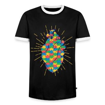 Autisme autistique Autiste - T-shirt contrasté Homme - noir/blanc - Devant - AI Model Female 172 light (172cm) & AI Model Male 178 light (178cm)