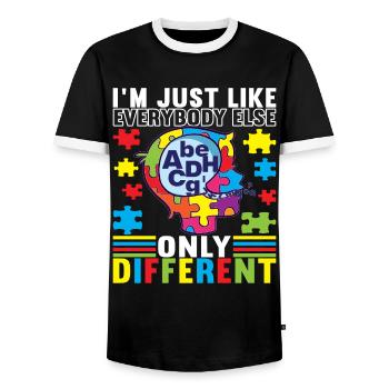 Autisme autistique Autiste - T-shirt contrasté Homme - noir/blanc - Devant - AI Model Female 172 light (172cm) & AI Model Male 178 light (178cm)