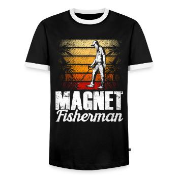 Magnetfischer Magnet Magnetfischen - Männer Kontrast-T-Shirt - Schwarz/Weiß - Vorne - AI Model Female 172 light (172cm) & AI Model Male 178 light (178cm)