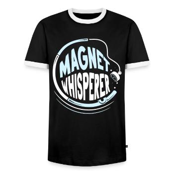 Magnet Flüsterer Magnetfischer Magnetfischen - Männer Kontrast-T-Shirt - Schwarz/Weiß - Vorne - AI Model Female 172 light (172cm) & AI Model Male 178 light (178cm)