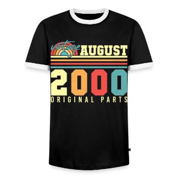 Mois de naissance Août 2000 - T-shirt contrasté Homme - noir/blanc - Devant - AI Model Female 172 light (172cm) & AI Model Male 178 light (178cm)