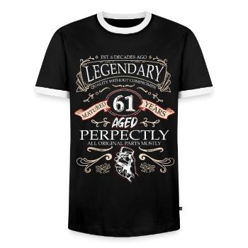 Vintage Légendaire - Vieilli parfaitement 61ème anniversaire - T-shirt contrasté Homme - noir/blanc - Devant - AI Model Female 172 light (172cm) & AI Model Male 178 light (178cm)