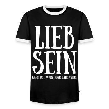 Lieb sein kann ich wäre aber langweilig - Männer Kontrast-T-Shirt - Schwarz/Weiß - Vorne - AI Model Female 172 light (172cm) & AI Model Male 178 light (178cm)