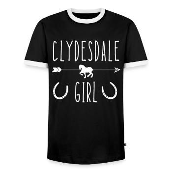 Clydesdale Shirt Clydesdale Rider - Men's Ringer Shirt - black/white - Front - AI Model Female 172 light (172cm) & AI Model Male 178 light (178cm)