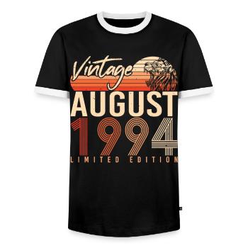 Geboren Im August 1994 - Männer Kontrast-T-Shirt - Schwarz/Weiß - Vorne - AI Model Female 172 light (172cm) & AI Model Male 178 light (178cm)