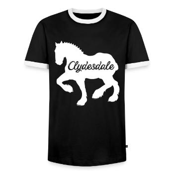 Clydesdale Shirt Clydesdale Rider - Men's Ringer Shirt - black/white - Front - AI Model Female 172 light (172cm) & AI Model Male 178 light (178cm)