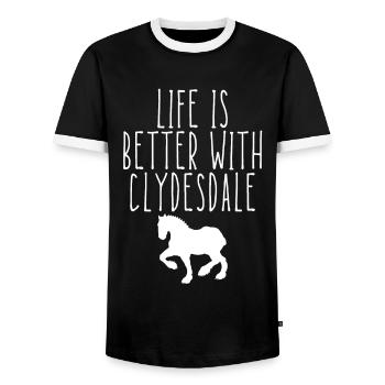 Clydesdale Shirt Clydesdale Rider - Men's Ringer Shirt - black/white - Front - AI Model Female 172 light (172cm) & AI Model Male 178 light (178cm)