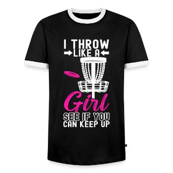 Disc Golf Disc Golfeur - T-shirt contrasté Homme - noir/blanc - Devant - AI Model Female 172 light (172cm) & AI Model Male 178 light (178cm)