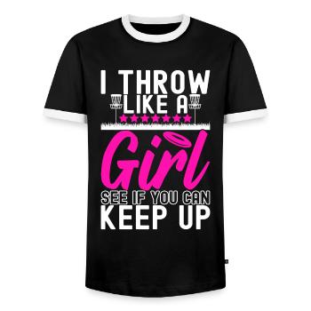Disc Golf Disc Golfeur - T-shirt contrasté Homme - noir/blanc - Devant - AI Model Female 172 light (172cm) & AI Model Male 178 light (178cm)