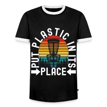 Disc Golf Disc Golfeur - T-shirt contrasté Homme - noir/blanc - Devant - AI Model Female 172 light (172cm) & AI Model Male 178 light (178cm)