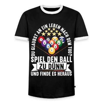 Pool Billard Billardspieler Pooltisch - Männer Kontrast-T-Shirt - Schwarz/Weiß - Vorne - AI Model Female 172 light (172cm) & AI Model Male 178 light (178cm)