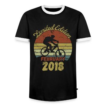 Birthday Bike Bike February 2018 - Men's Ringer Shirt - black/white - Front - AI Model Female 172 light (172cm) & AI Model Male 178 light (178cm)