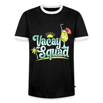 Summer Holiday Trip Family & Friends Vacay Squad - Men's Ringer Shirt - black/white - Front - AI Model Female 172 light (172cm) & AI Model Male 178 light (178cm)