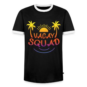 Summer Holiday Trip Family & Friends Vacay Squad - Men's Ringer Shirt - black/white - Front - AI Model Female 172 light (172cm) & AI Model Male 178 light (178cm)