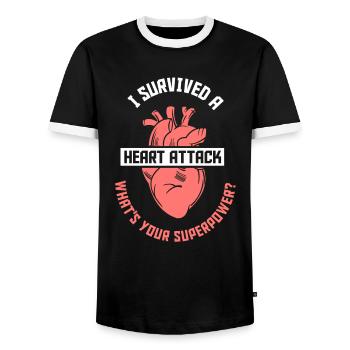 Ich Habe Einen Herzinfarkt Überlebt Herzanfall - Männer Kontrast-T-Shirt - Schwarz/Weiß - Vorne - AI Model Female 172 light (172cm) & AI Model Male 178 light (178cm)