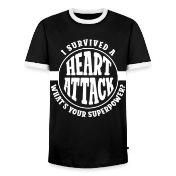 Ich Habe Einen Herzinfarkt Überlebt Herzanfall - Männer Kontrast-T-Shirt - Schwarz/Weiß - Vorne - AI Model Female 172 light (172cm) & AI Model Male 178 light (178cm)
