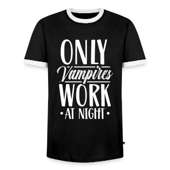 Seuls les vampires travaillent le jour en disant la nuit - T-shirt contrasté Homme - noir/blanc - Devant - AI Model Female 172 light (172cm) & AI Model Male 178 light (178cm)