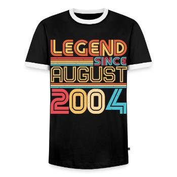 2004 En août enfin 18 - T-shirt contrasté Homme - noir/blanc - Devant - AI Model Female 172 light (172cm) & AI Model Male 178 light (178cm)