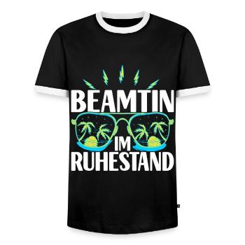 Beamter Beamtin Verbeamtung - Männer Kontrast-T-Shirt - Schwarz/Weiß - Vorne - AI Model Female 172 light (172cm) & AI Model Male 178 light (178cm)