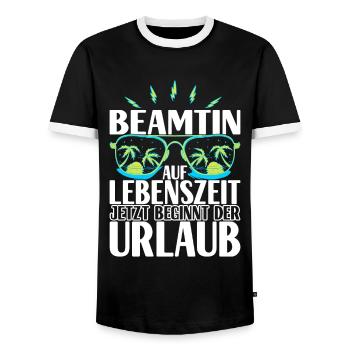 Beamter Beamtin Verbeamtung - Männer Kontrast-T-Shirt - Schwarz/Weiß - Vorne - AI Model Female 172 light (172cm) & AI Model Male 178 light (178cm)