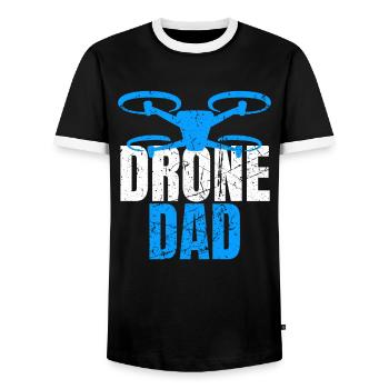 Drone Dad Drone Pilot Drone Operator - Men's Ringer Shirt - black/white - Front - AI Model Female 172 light (172cm) & AI Model Male 178 light (178cm)