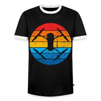 Drone Drone Pilot Drone Operator Quadcopter - Men's Ringer Shirt - black/white - Front - AI Model Female 172 light (172cm) & AI Model Male 178 light (178cm)