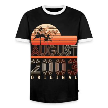 Mois de naissance Août 2003 - T-shirt contrasté Homme - noir/blanc - Devant - AI Model Female 172 light (172cm) & AI Model Male 178 light (178cm)