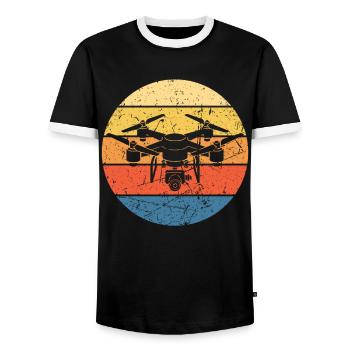 Drone Drone Pilot Drone Operator Quadcopter - Men's Ringer Shirt - black/white - Front - AI Model Female 172 light (172cm) & AI Model Male 178 light (178cm)