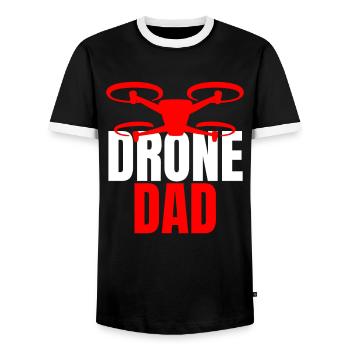 Drone Dad Drone Pilot Drone Operator - Men's Ringer Shirt - black/white - Front - AI Model Female 172 light (172cm) & AI Model Male 178 light (178cm)