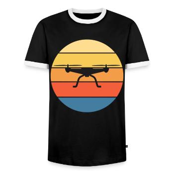 Drone Drone Pilot Drone Operator Quadcopter - Men's Ringer Shirt - black/white - Front - AI Model Female 172 light (172cm) & AI Model Male 178 light (178cm)